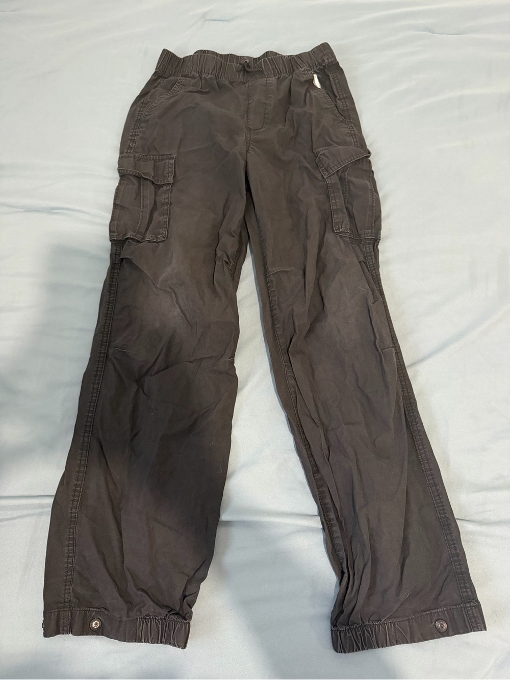 Boys Black Cargo Pants - Elastic Waist